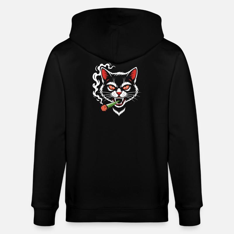 Wütige Katze mit Joint - Stanley/Stella Unisex Bio-Kapuzenjacke CULTIVATOR - Schwarz