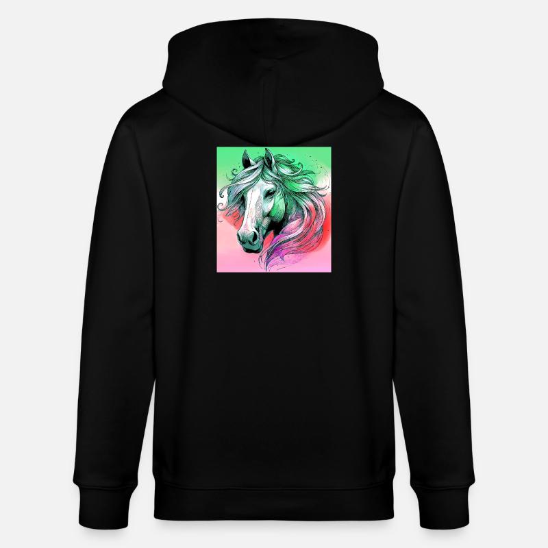 Pferd - Stanley/Stella Unisex Bio-Kapuzenjacke CULTIVATOR  - Schwarz
