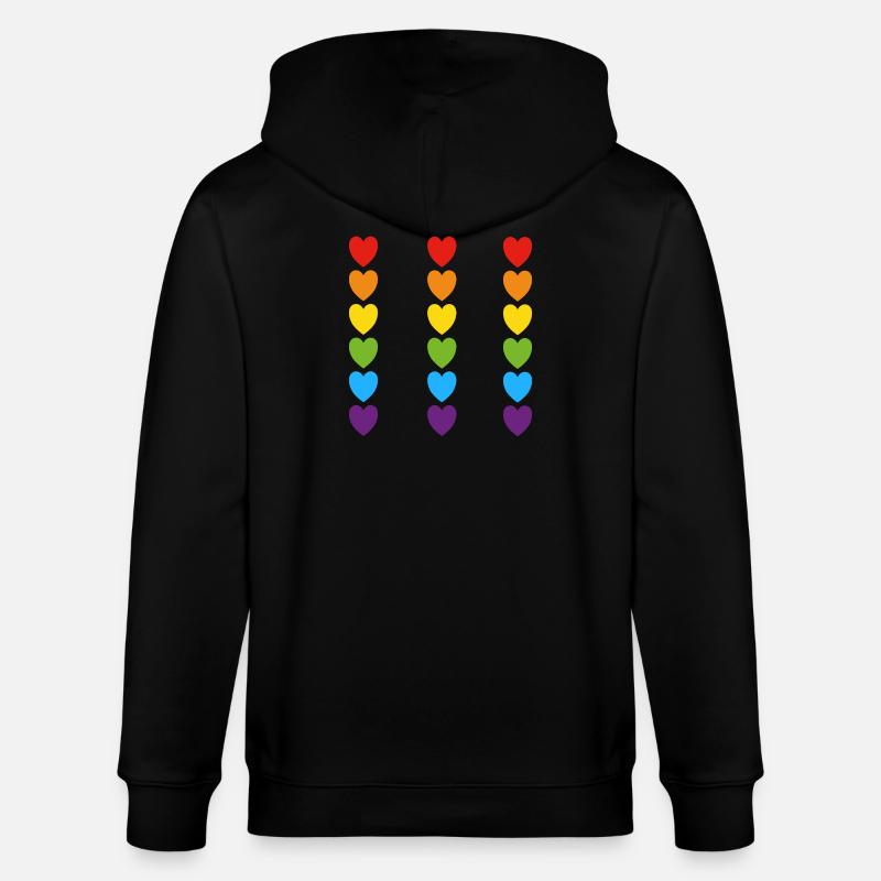 Stolz Regenbogenherzen - Stanley/Stella Unisex Bio-Kapuzenjacke CULTIVATOR - Schwarz