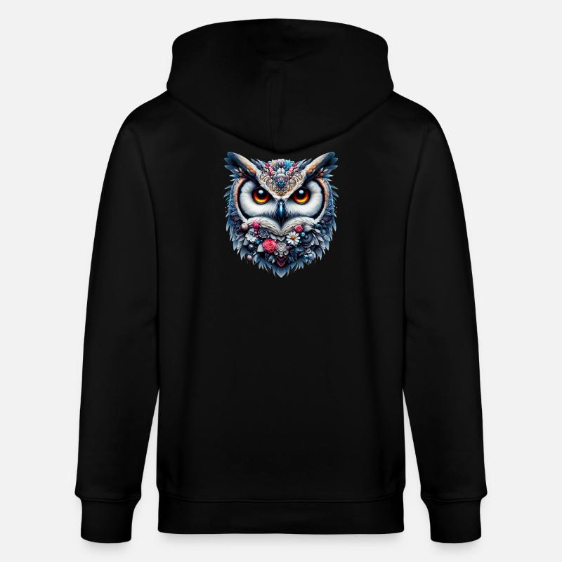 Eule - Stanley/Stella Unisex Bio-Kapuzenjacke CULTIVATOR  - Schwarz