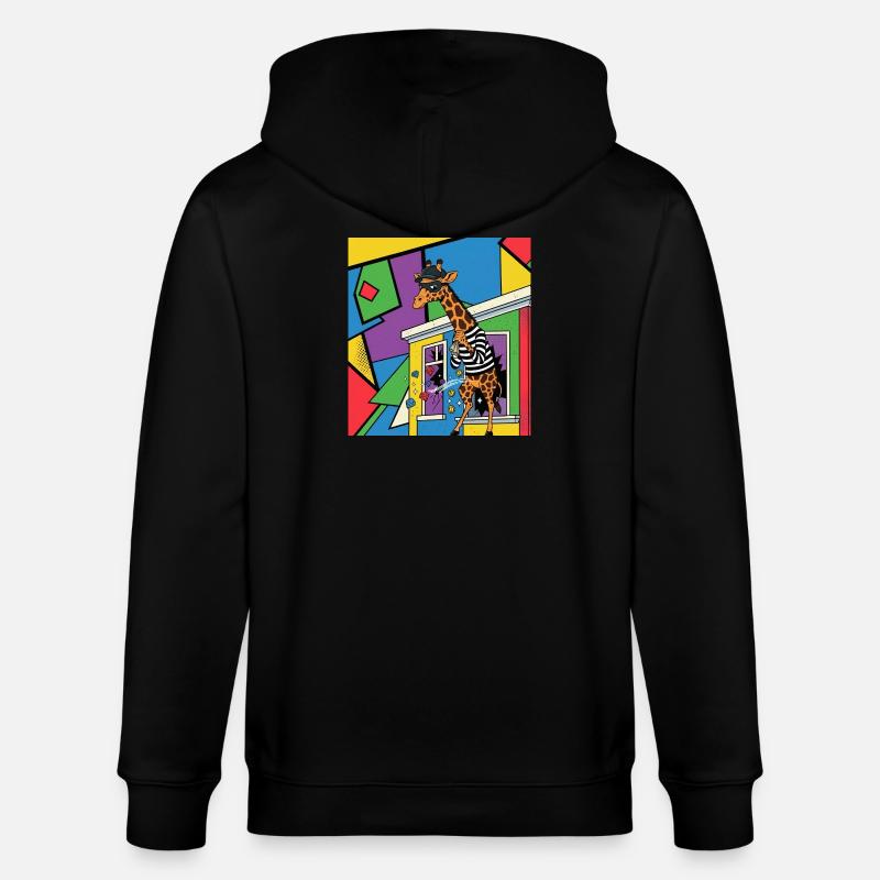 Giraffe Voleuse Pop Art - Veste à capuche bio CULTIVATOR Stanley/Stella Unisexe - noir