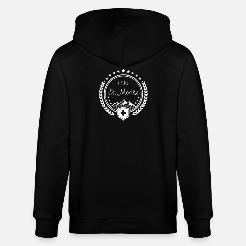 J’aime St. Moritz en Suisse - Veste à capuche bio CULTIVATOR Stanley/Stella Unisexe - noir