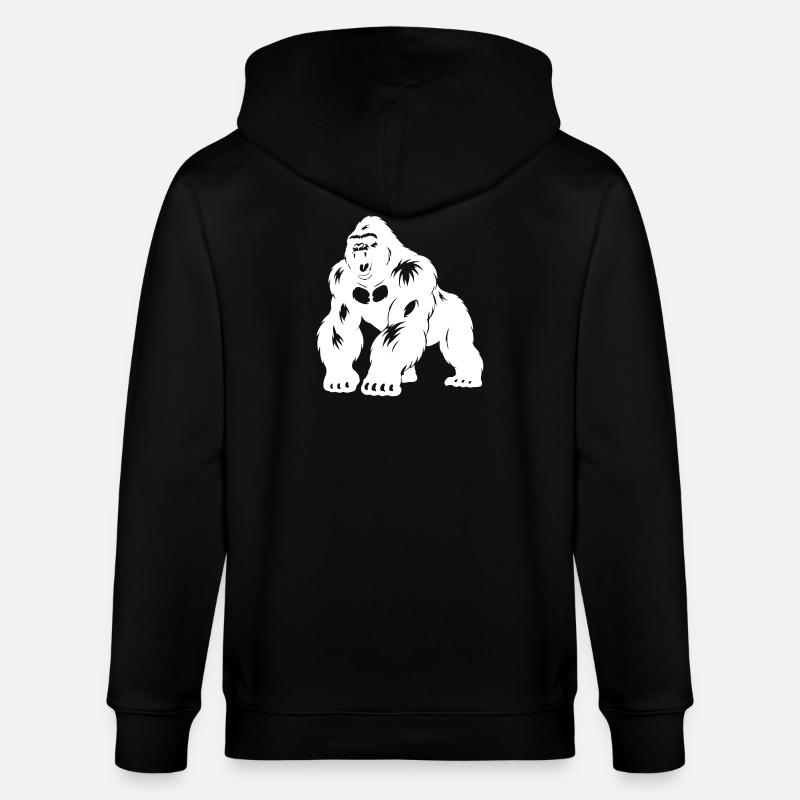 Gorilla Silverback Silhouette - Stanley/Stella Unisex Bio-Kapuzenjacke CULTIVATOR  - Schwarz