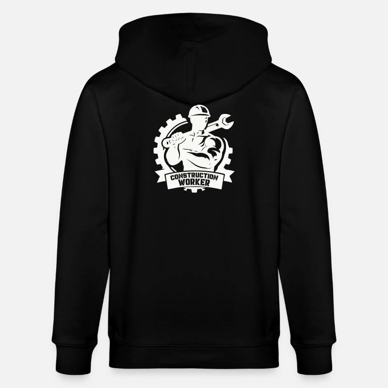 Ouvrier du bâtiment robuste avec engrenages - Veste à capuche bio CULTIVATOR Stanley/Stella Unisexe - noir