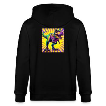 dinosaur - Stanley/Stella CULTIVATOR  Unisex Organic Hooded Jacket - black - Back - Anna (173cm)