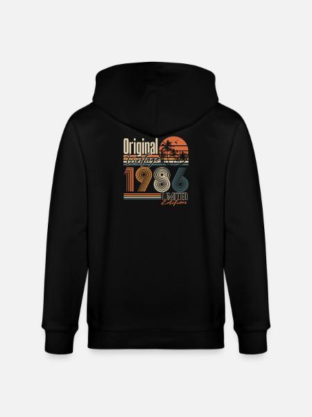 Vintage 1986 Vintage Retro Birthday Gift - Stanley/Stella CULTIVATOR  Unisex Organic Hooded Jacket - black