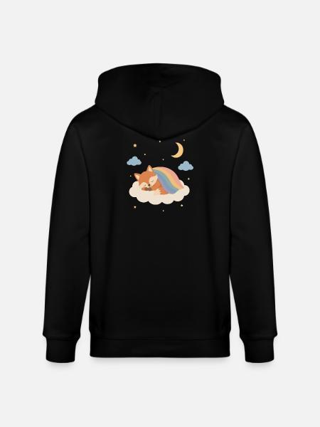 Sleeping fox under the rainbow - Stanley/Stella CULTIVATOR Unisex Organic Hooded Jacket - black