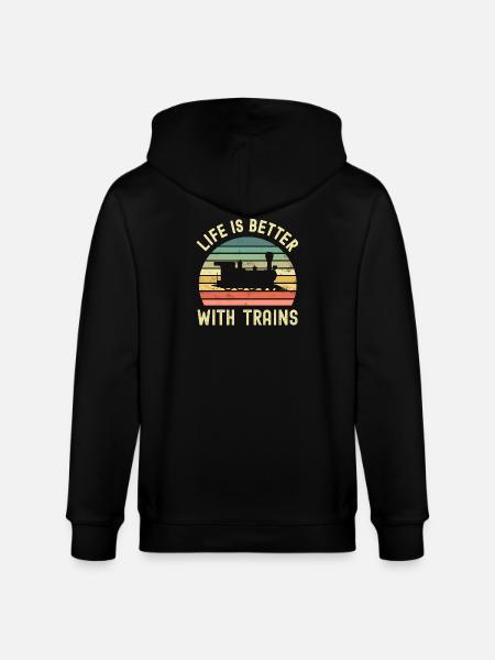 Eisenbahn Lokomotive Zug - Stanley/Stella Unisex Bio-Kapuzenjacke CULTIVATOR  - Schwarz