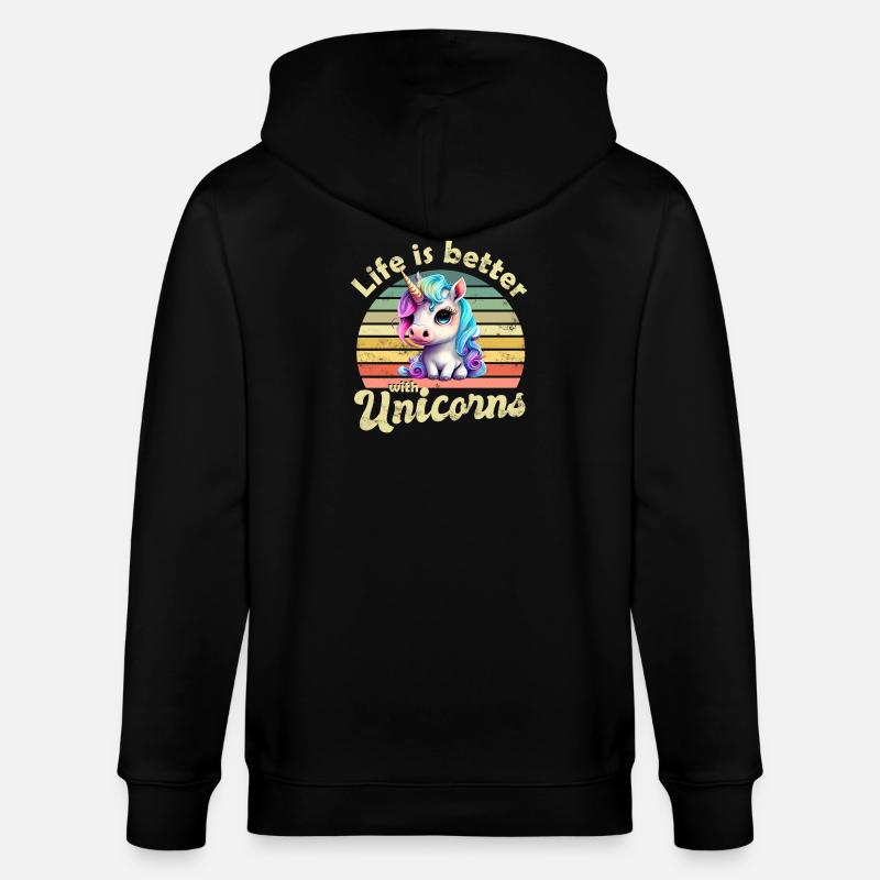 Einhorn Einhörner - Stanley/Stella Unisex Bio-Kapuzenjacke CULTIVATOR - Schwarz