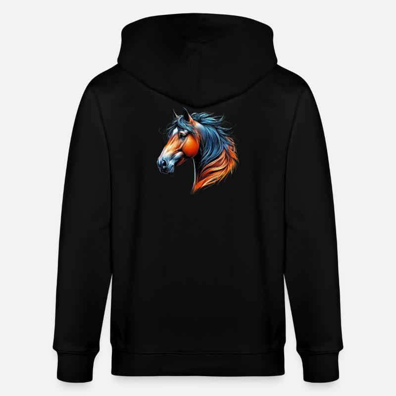 Pferd - Stanley/Stella Unisex Bio-Kapuzenjacke CULTIVATOR  - Schwarz