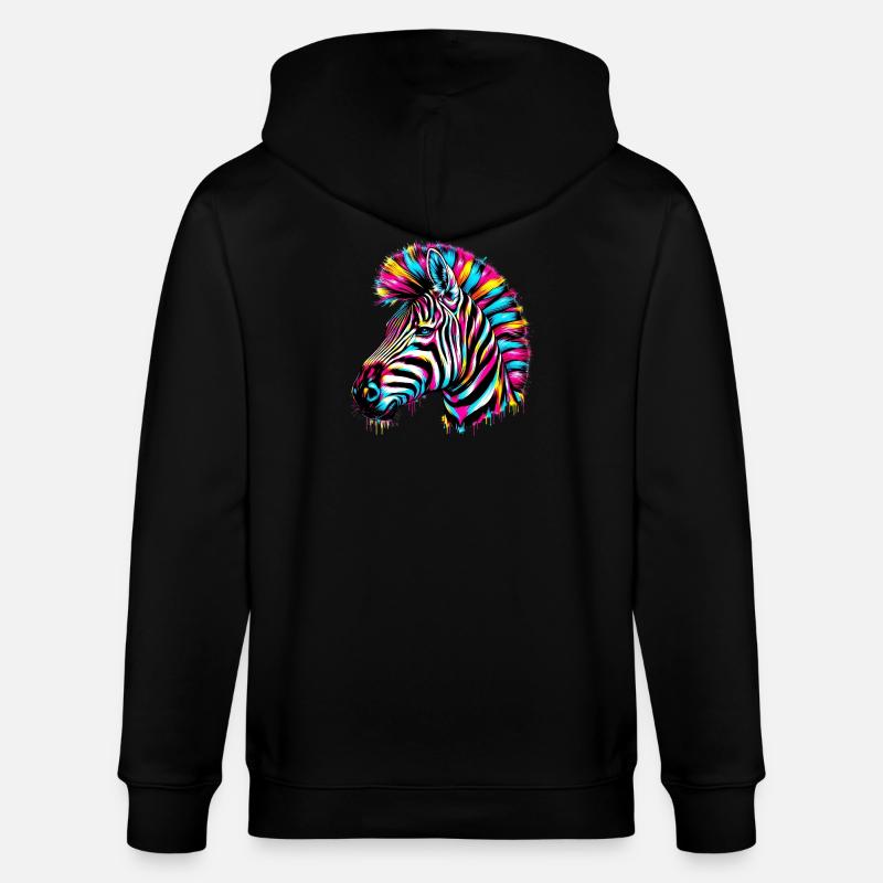 Zebra - Stanley/Stella Unisex Bio-Kapuzenjacke CULTIVATOR  - Schwarz
