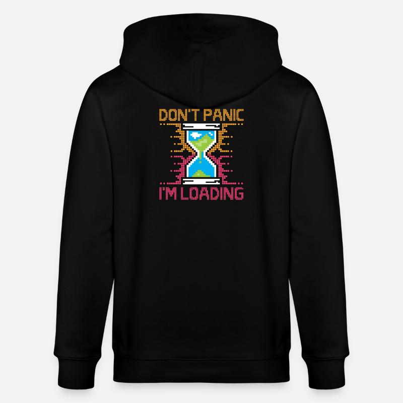 Don't Panic – Pixel Loading Sanduhr - Stanley/Stella Unisex Bio-Kapuzenjacke CULTIVATOR  - Schwarz