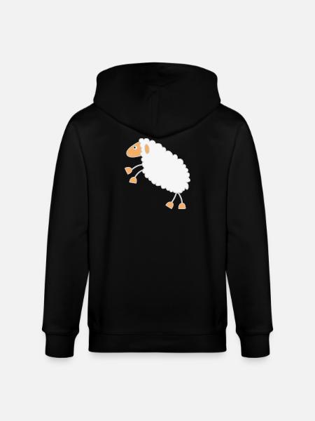 Fluffy Sheep Cartoon Design - Stanley/Stella CULTIVATOR  Unisex Organic Hooded Jacket - black