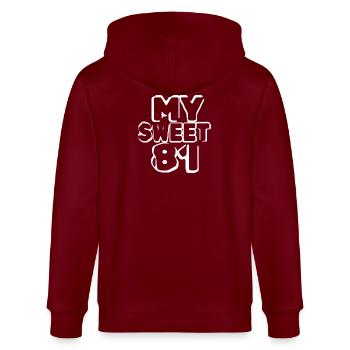 Suess 81 - Stanley/Stella Unisex Bio-Kapuzenjacke CULTIVATOR  - Burgunderrot - Hinten - Anna (173cm)
