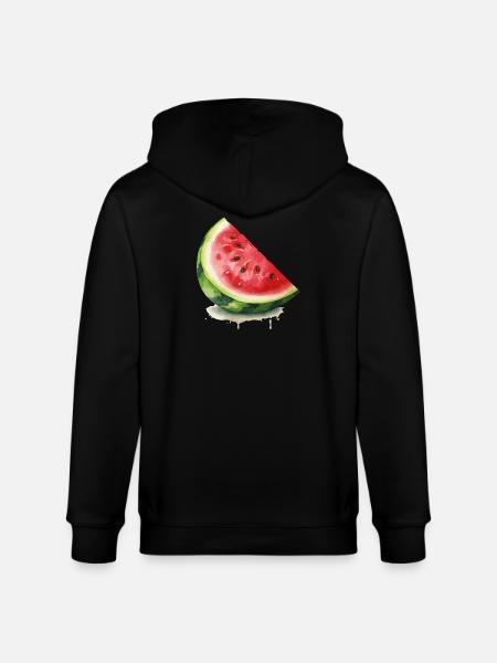 Tranche de pastèque à l’aquarelle - Veste à capuche bio CULTIVATOR Stanley/Stella Unisexe - noir
