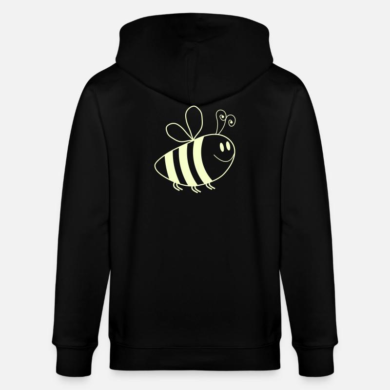 Smiling Bees Pattern - Stanley/Stella CULTIVATOR  Unisex Organic Hooded Jacket - black