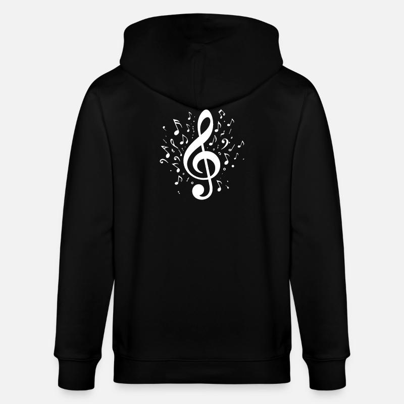 Explodierender Notenschlüssel mit Noten - Stanley/Stella Unisex Bio-Kapuzenjacke CULTIVATOR  - Schwarz