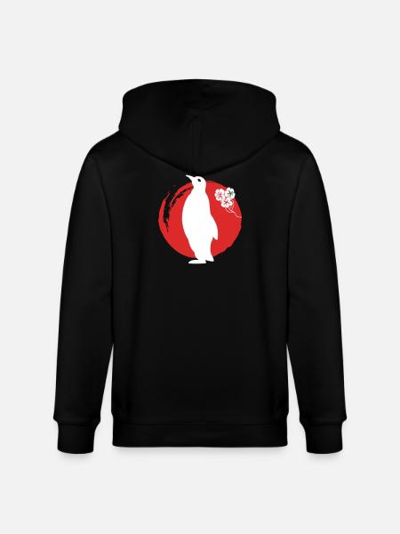 Penguin Silhouette Japanese - Stanley/Stella CULTIVATOR Unisex Organic Hooded Jacket - black