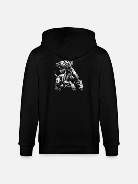 Cheerful Rhodesian Ridgeback in Drawing Style - Stanley/Stella CULTIVATOR Unisex Organic Hooded Jacket - black