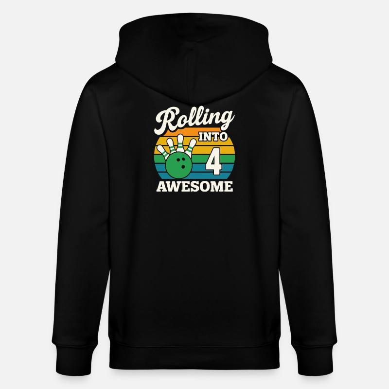 Rétro Bowling 4ème Anniversaire Design - Veste à capuche bio CULTIVATOR Stanley/Stella Unisexe - noir