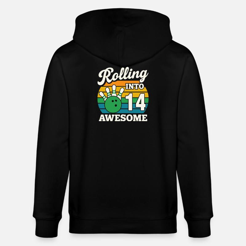 Rétro Bowling 14e anniversaire Design - Veste à capuche bio CULTIVATOR Stanley/Stella Unisexe - noir