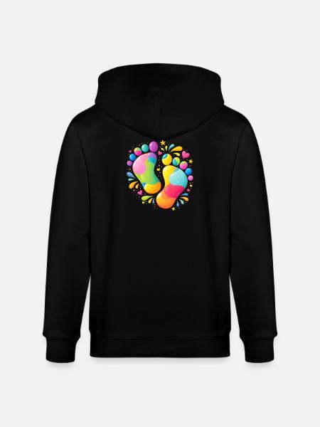 Bunte Fußabdrücke Illustration - Stanley/Stella Unisex Bio-Kapuzenjacke CULTIVATOR - Schwarz