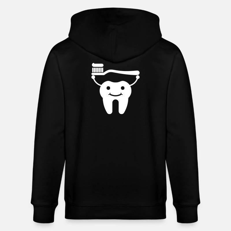 Tooth with toothbrush and toothpaste - Stanley/Stella CULTIVATOR Unisex Organic Hooded Jacket - black