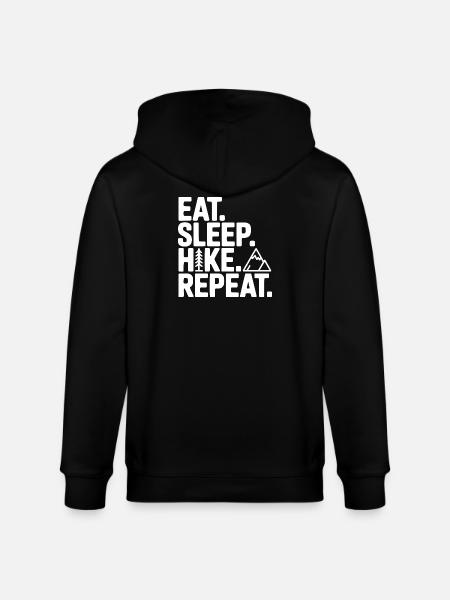 Eat. Sleep. Hike. Repeat. - Stanley/Stella CULTIVATOR Unisex Organic Hooded Jacket - black