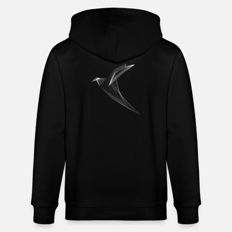 Geometrischer Linien-Vogel Minimal Design - Stanley/Stella Unisex Bio-Kapuzenjacke CULTIVATOR  - Schwarz