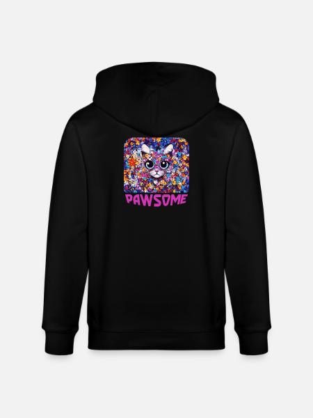 Pawsome - Chat en fleurs - Veste à capuche bio CULTIVATOR Stanley/Stella Unisexe - noir