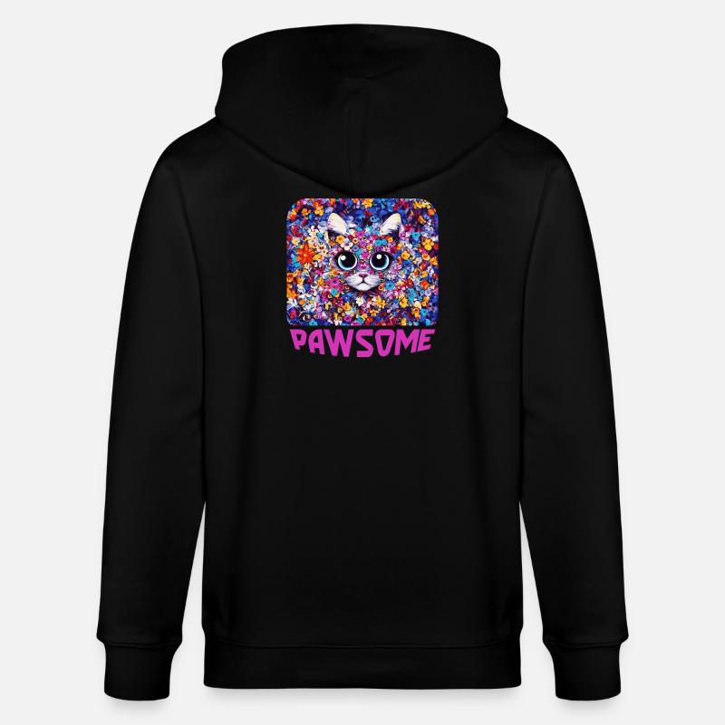 Pawsome - Chat en fleurs - Veste à capuche bio CULTIVATOR Stanley/Stella Unisexe - noir