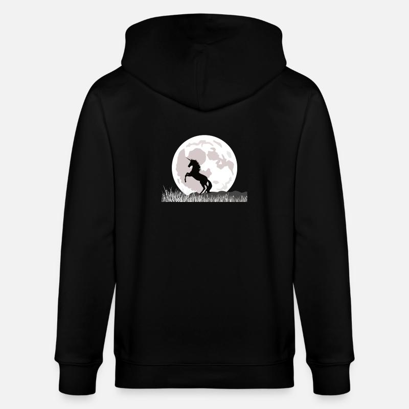 Mondschein-Einhorn über Graslandschaft - Stanley/Stella Unisex Bio-Kapuzenjacke CULTIVATOR  - Schwarz