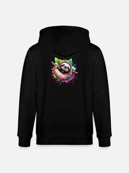 Sloth - Stanley/Stella CULTIVATOR Unisex Organic Hooded Jacket - black