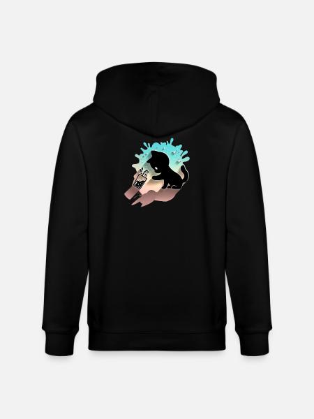 Kawaii-kissa ja kuplateetä söpö makea kissa - Stanley/Stella CULTIVATOR unisex vetoketjullinen luomuhuppari - musta