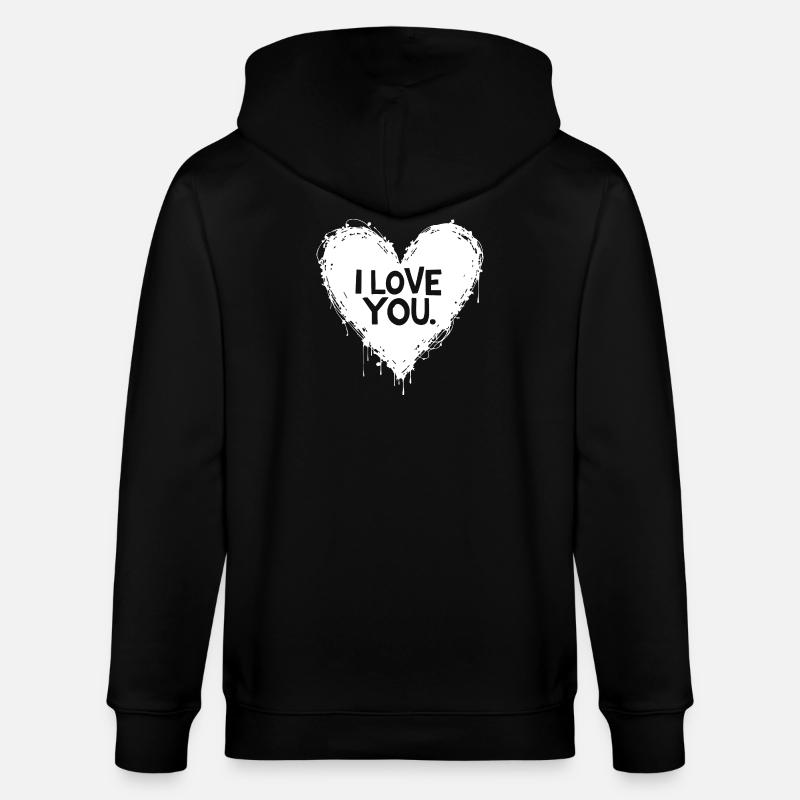 Ich liebe dich, Weiß - Stanley/Stella Unisex Bio-Kapuzenjacke CULTIVATOR  - Schwarz