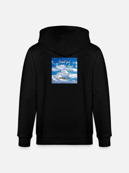 Proverbs16:3 - Stanley/Stella CULTIVATOR  Unisex Organic Hooded Jacket - black