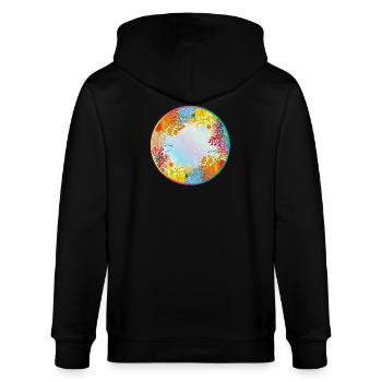 Colorful underwater world with corals - Stanley/Stella CULTIVATOR  Unisex Organic Hooded Jacket - black - Back - Anna (173cm)