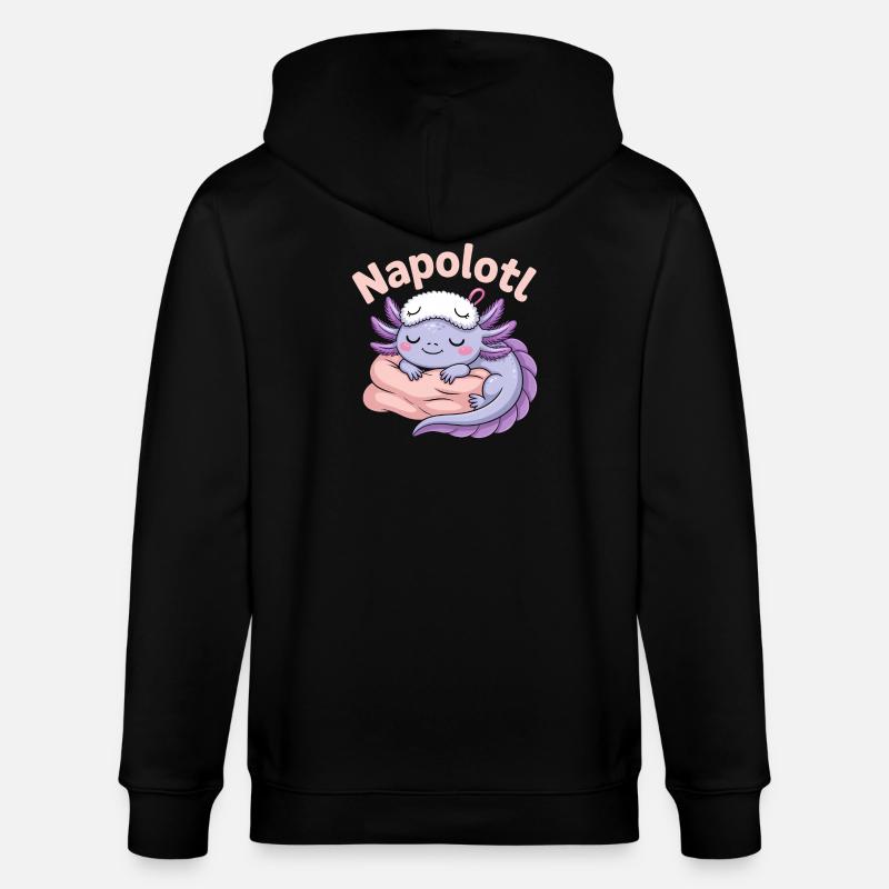 Napolotl Sleeping Axolotl Kawaii - Veste à capuche bio CULTIVATOR Stanley/Stella Unisexe - noir
