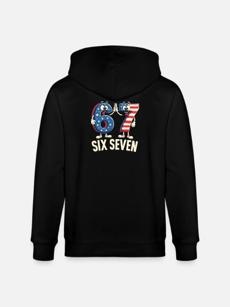 US Flag 67 Memes Six Seven - Stanley/Stella CULTIVATOR Unisex Organic Hooded Jacket - black