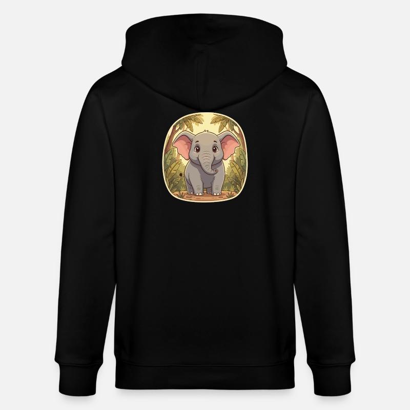 Petit éléphant dans la jungle - Veste à capuche bio CULTIVATOR Stanley/Stella Unisexe - noir