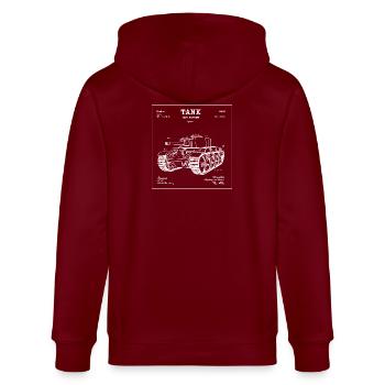 Vintage-TANK 1915 Patentmuster-T-Shirt - Stanley/Stella Unisex Bio-Kapuzenjacke CULTIVATOR  - Burgunderrot - Hinten - Anna (173cm)