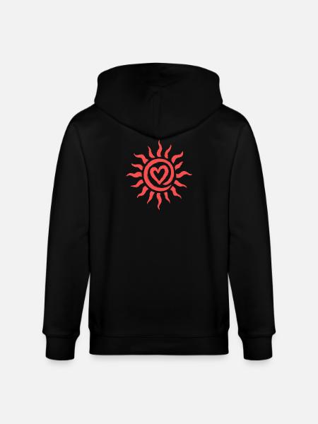 Heart Sun Sun Motif - Stanley/Stella CULTIVATOR  Unisex Organic Hooded Jacket - black