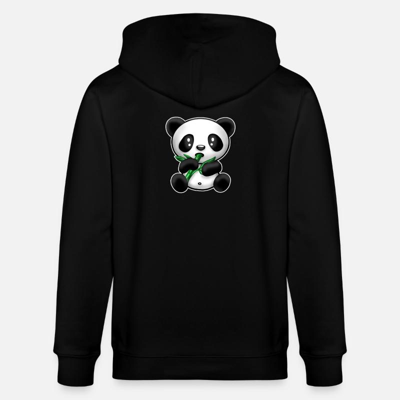 Panda mit Bambus - Stanley/Stella Unisex Bio-Kapuzenjacke CULTIVATOR  - Schwarz