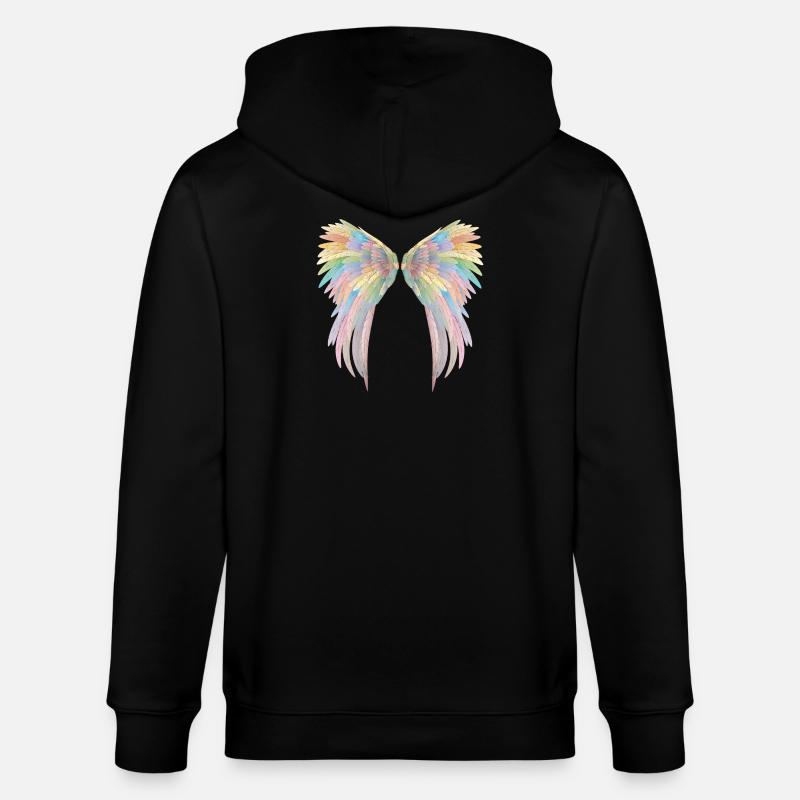 Wunderschöne pastellfarbene Engelsflügel - Stanley/Stella Unisex Bio-Kapuzenjacke CULTIVATOR  - Schwarz