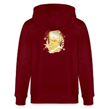 gold schimmernde Tarot Karte mit dem Stern Symbol - Stanley/Stella Unisex Bio-Kapuzenjacke CULTIVATOR  - Burgunderrot - Hinten - Anna (173cm)