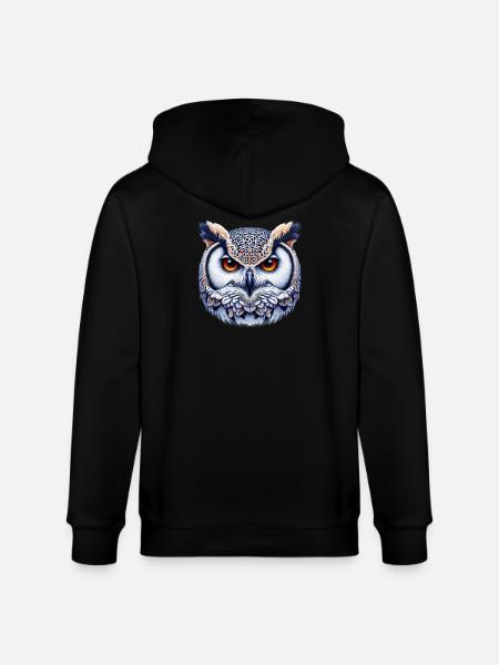 Owl - Stanley/Stella CULTIVATOR Unisex Organic Hooded Jacket - black