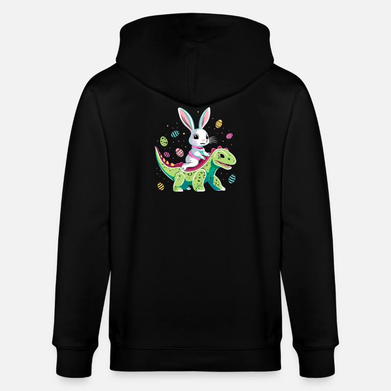 Lapin de Pâques Rides Dinosaure - Veste à capuche bio CULTIVATOR Stanley/Stella Unisexe - noir