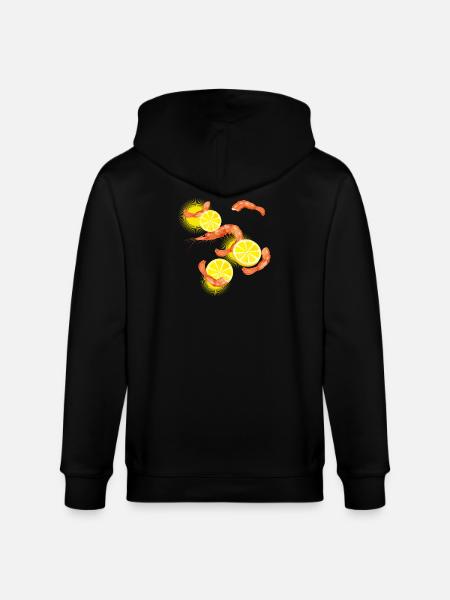 Garnelen oder Shrimps mit Zitronen Scheiben - Stanley/Stella Unisex Bio-Kapuzenjacke CULTIVATOR  - Schwarz