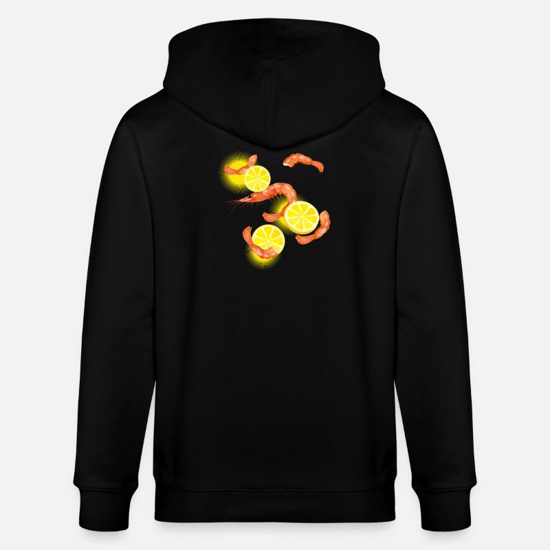 Garnelen oder Shrimps mit Zitronen Scheiben - Stanley/Stella Unisex Bio-Kapuzenjacke CULTIVATOR  - Schwarz