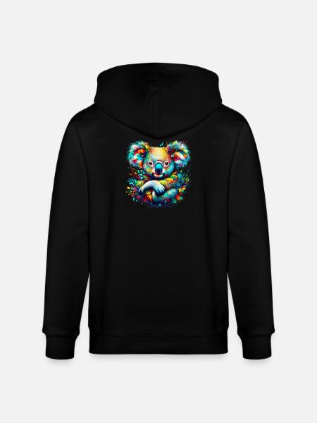 Koala - Stanley/Stella CULTIVATOR  Unisex Organic Hooded Jacket - black